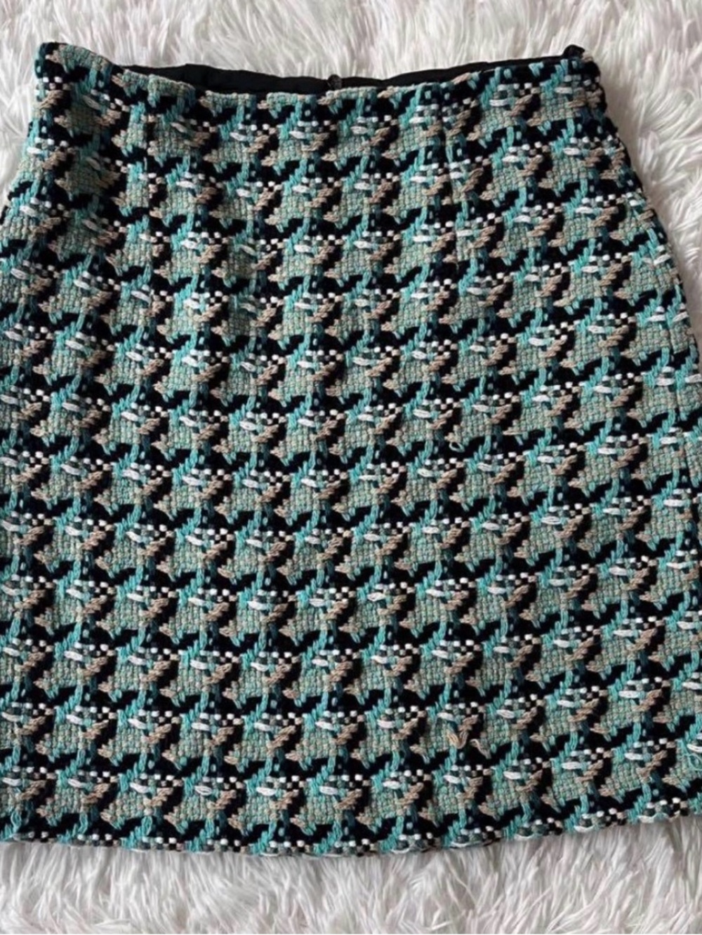 ZARA Textured Houndstooth Tweed 2 Piece Coord Matching Set Jacket Skirt Chanel 💚 - Picture 12 of 16